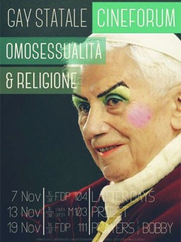 Panfleto de festival homossexual faz sarcasmo com o Papa Emérito Bento XVI na Itália